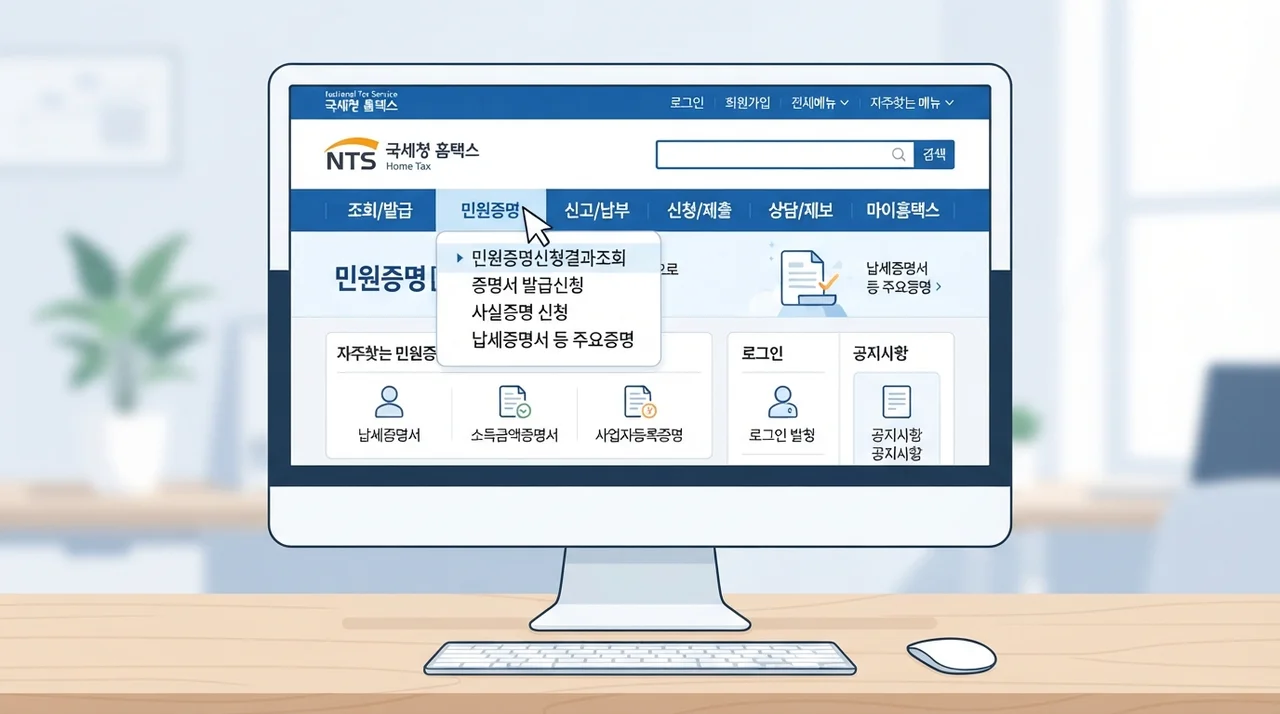홈택스에서 국세완납증명서 발급 방법 (PC 버전)